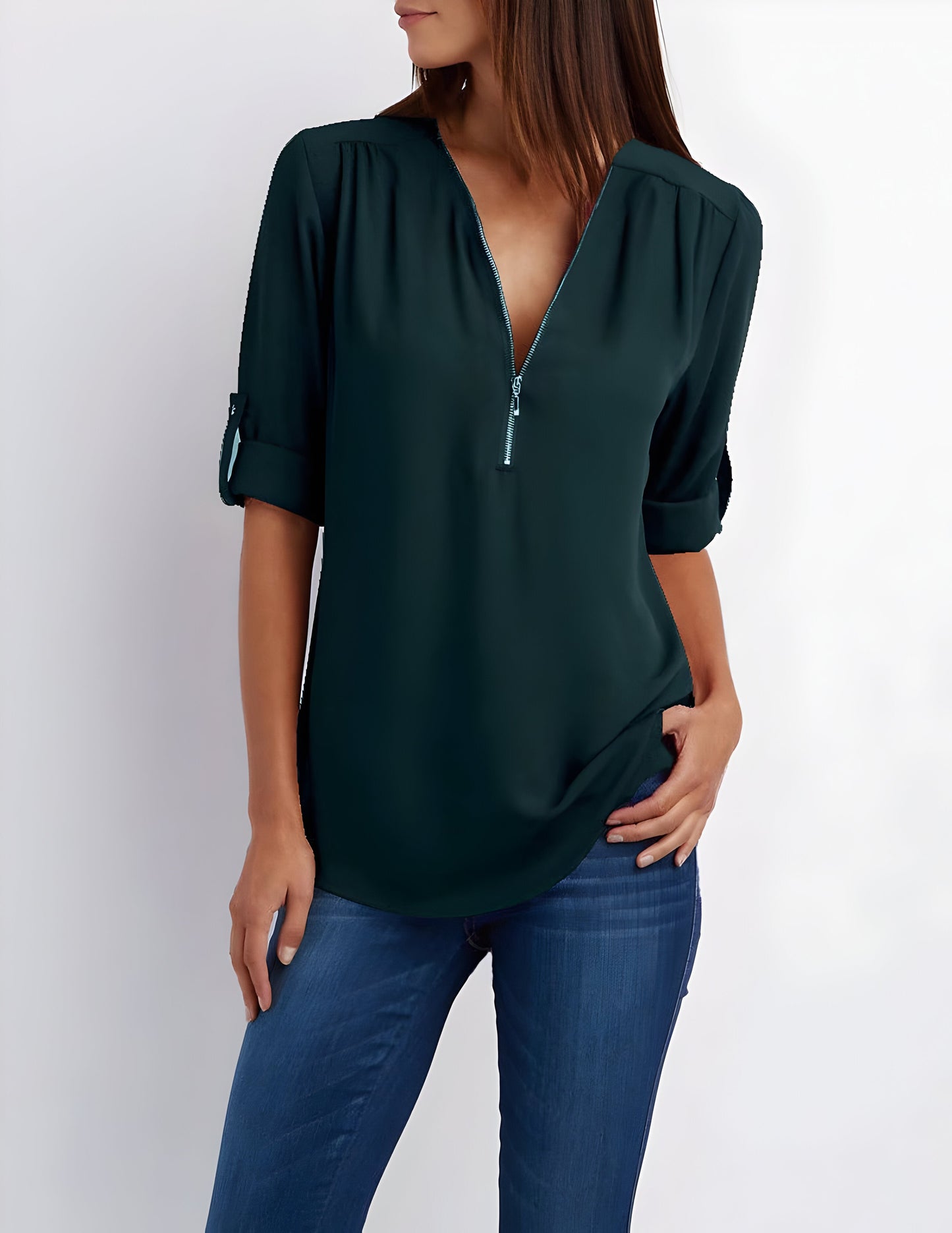 Amaya - Stijlvolle Blouse met Halve Rits