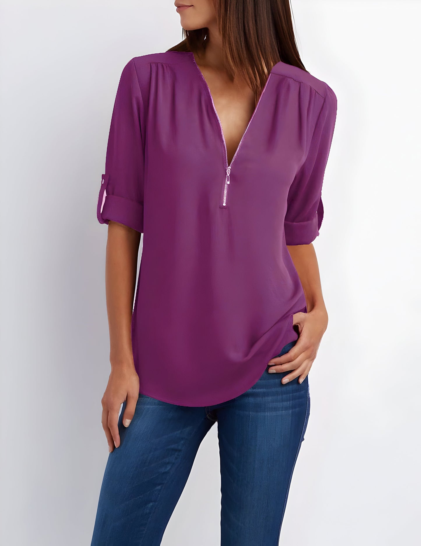 Amaya - Stijlvolle Blouse met Halve Rits