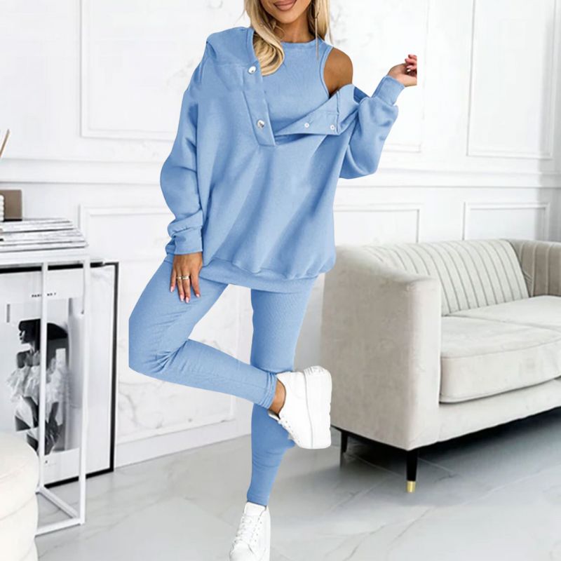 Dames 2-delige Huispak Loungewear Set – Hoodie met Capuchon en Legging, Zachte Stof, Homewear voor Thuis