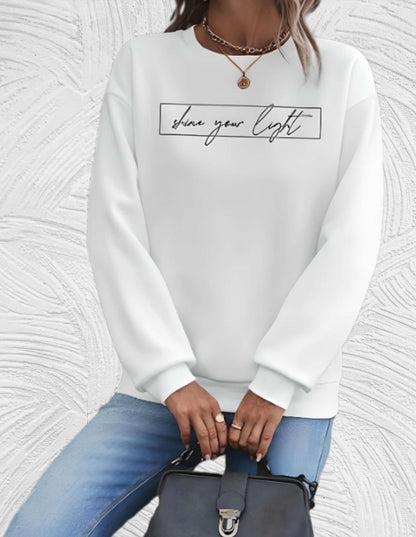 Dames Oversized Sweatshirt – Met Slogan Tekstprint, Casual Streetwear, Ronde Hals, Zonder Capuchon