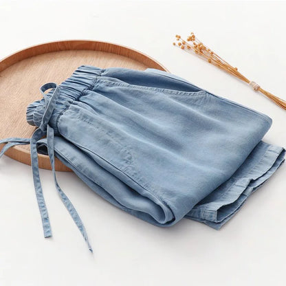 Jilena - Lyocell Denim Broek met Hoge Taille