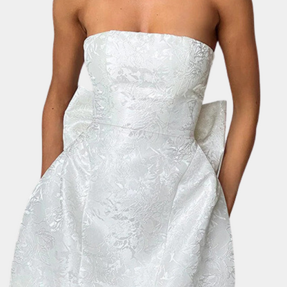 Livia - Strapless Geborduurde Damesjurk met Strik