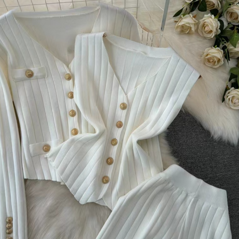 Mirelle - Stijlvol Dames Strikset in Drie Stukken | Elegant & Comfortabel