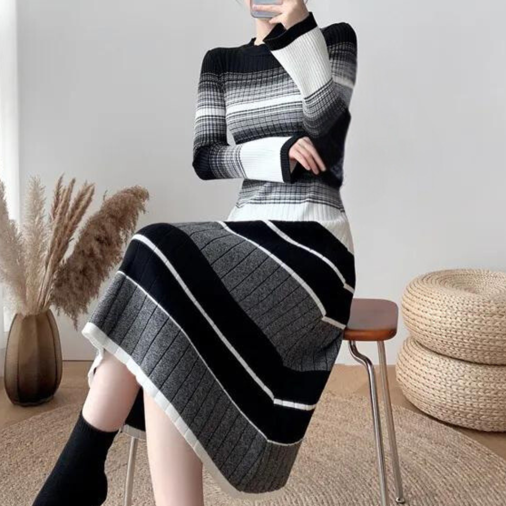 Vianna - Stijlvol Gestreept Midikleed | Elegant & Comfortabel