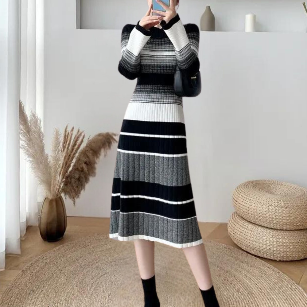 Vianna - Stijlvol Gestreept Midikleed | Elegant & Comfortabel