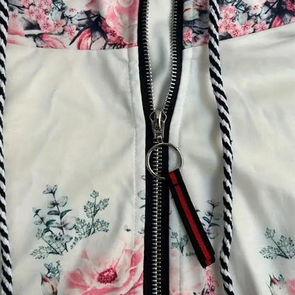 Dames Hoodie met Rits – Bloemenprint, Lange Mouw, Casual Streetwear