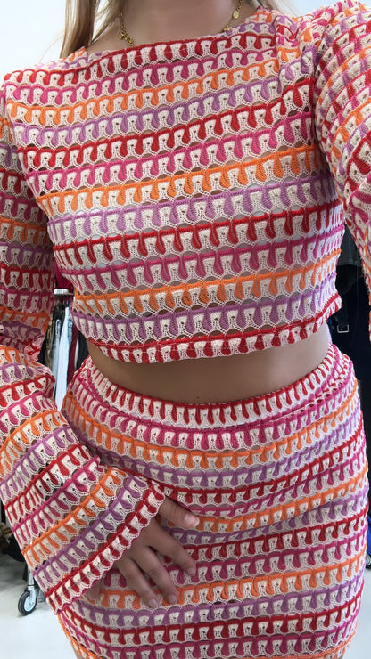 Nora - Trendy Twee-Delige Set met Crop Top en Hoge Taille Minirok