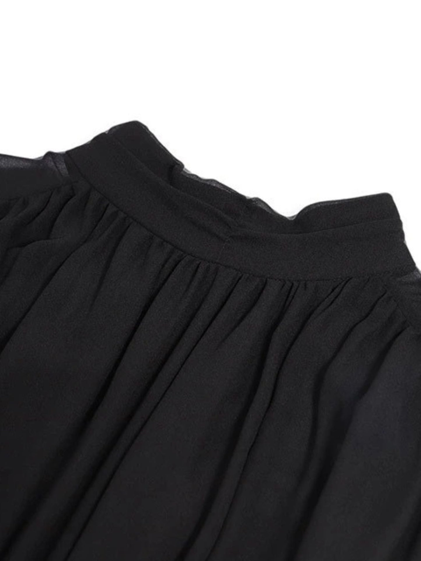 Transparante Mouwen Midi Jurk met Hoge Hals – Elegante Keuze voor Elke Gelegenheid