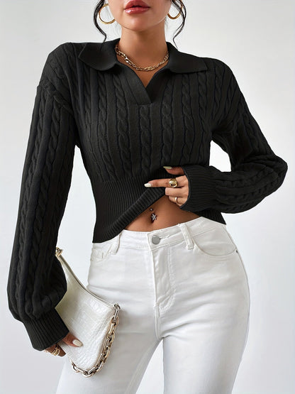 Giralda - Gedraaide Gebreide Top met Kraag