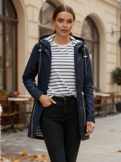 Dames Waterdichte Lange Jas – Zwart, Ademend, Geschikt voor Alle Seizoenen en Buitenactiviteiten