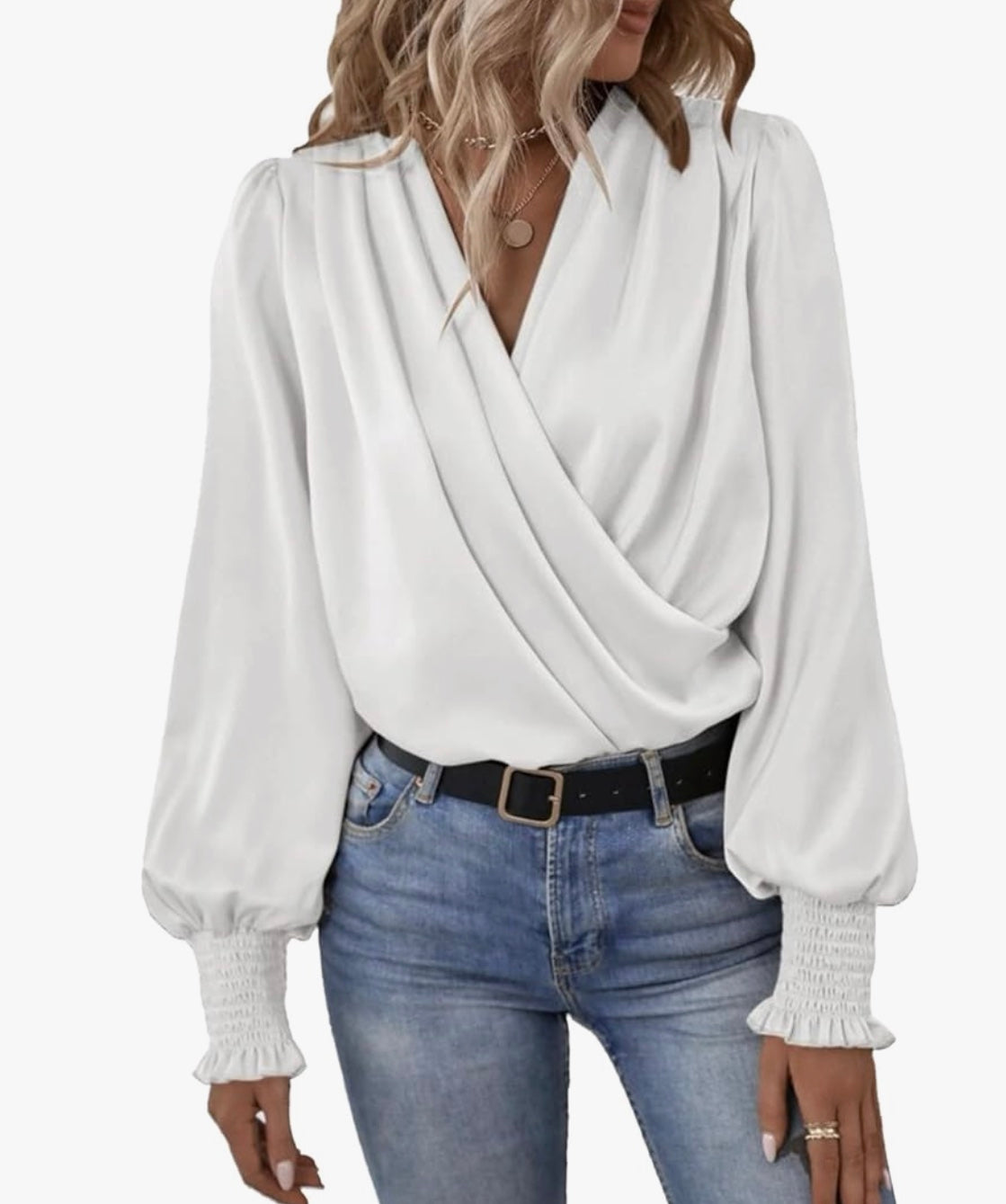 Diora - V-hals Blouse met Pofmouwen