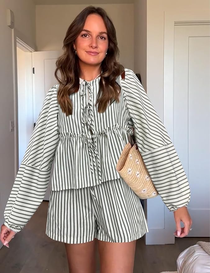 Lina - Comfortabele Boho Set met Top en Shorts in Hoge Taille