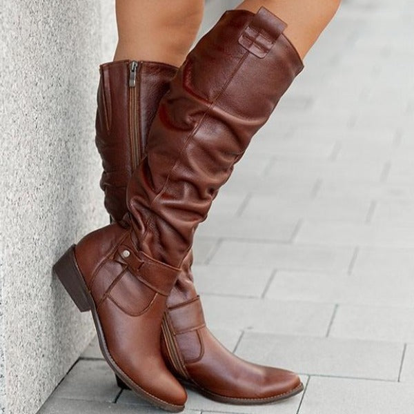 Livia - Trendy Kniehoge Laarzen met Lage Hak