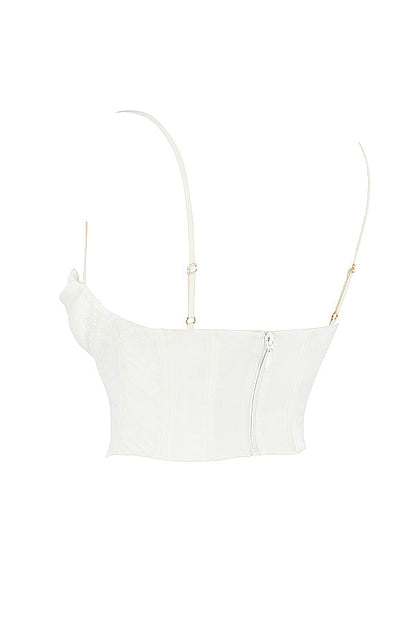 Ginessa - Ivoorkleurig Gedrapeerd Korset van Satijn