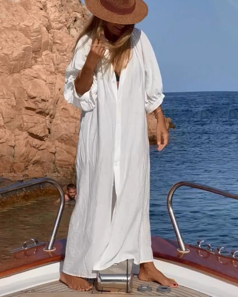 Marit - Lichte Maxi-Jurk in Shirtstijl