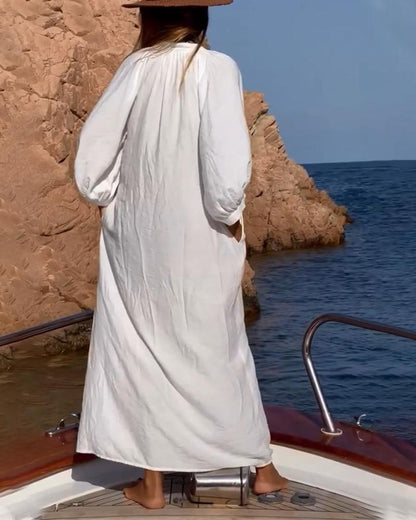 Marit - Lichte Maxi-Jurk in Shirtstijl