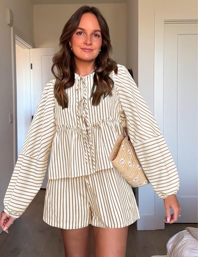 Lina - Comfortabele Boho Set met Top en Shorts in Hoge Taille