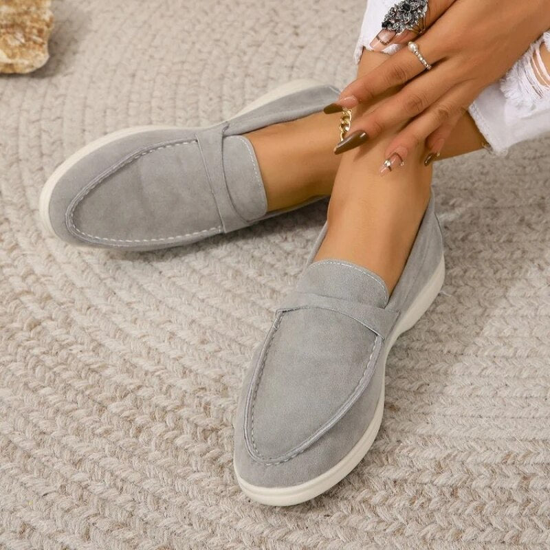 Suède Instappers voor Dames – Slip-on Loafers met Comfortpasvorm
