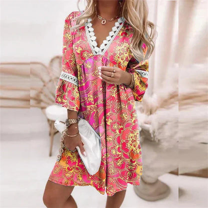 Isabeau - Boho Floral Mini Dress