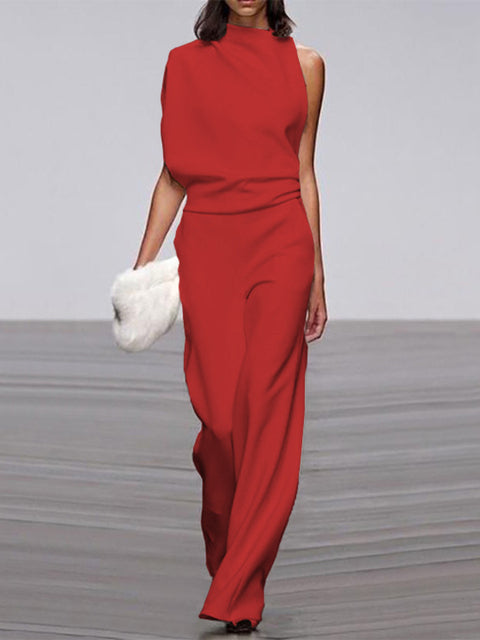 Alix - One-Shoulder Jumpsuit met Wijde Pijpen voor Dames