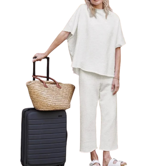 Fleece Loungewear Set voor Dames met Vleermuismouwen – Comfortabel Thuis Relaxen