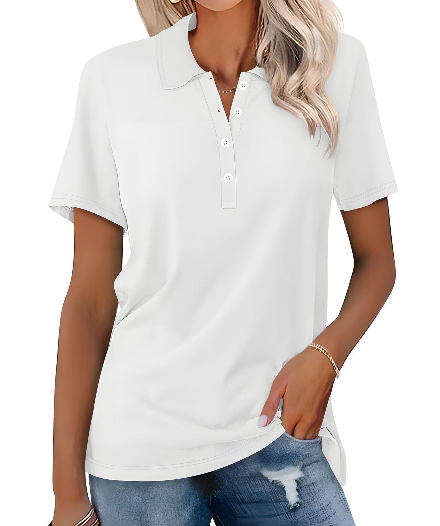 Katoenen Dames Polo Shirt met Ademende Stof – Comfortabele Casual Top voor Elke Dag
