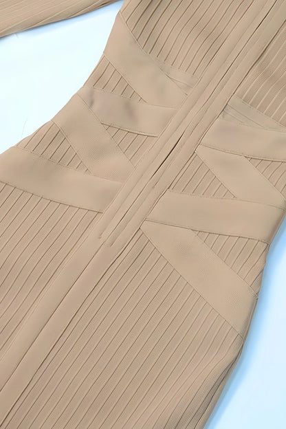 Elin - Stijlvolle Midi-Jurk met Opstaande Kraag