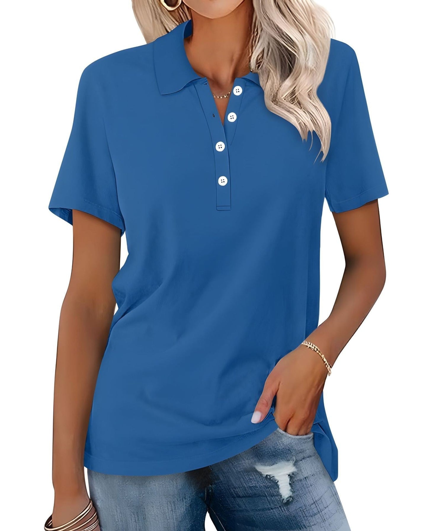 Katoenen Dames Polo Shirt met Ademende Stof – Comfortabele Casual Top voor Elke Dag