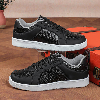 Soepele Leren Dames Sneakers met Structuuraccent – Stevige Zool voor Extra Support