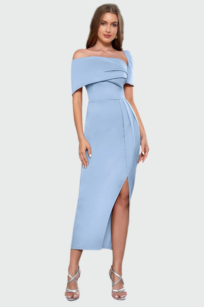 Sophie - Stijlvolle Midi-jurk met Eén Schouder