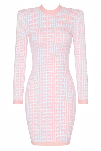 Marit - Gebreide Jurk met Lange Mouwen en Elegante Print