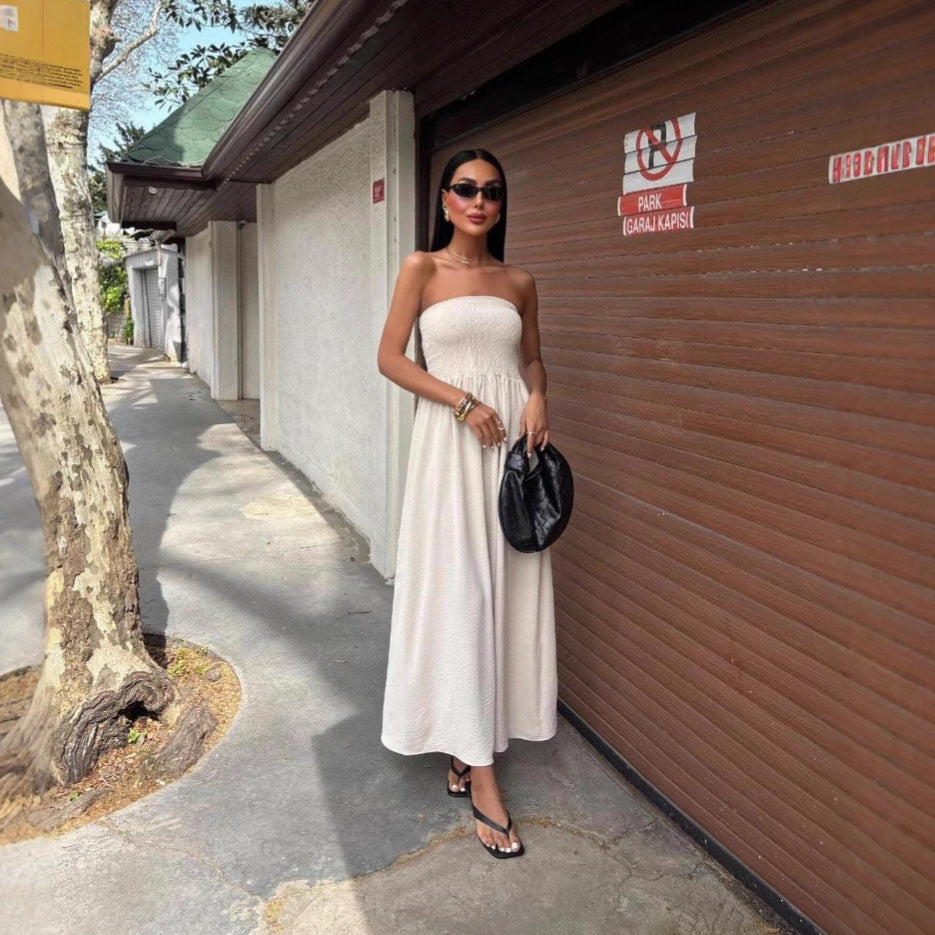 Smocktop Strapless Damesjurk Midi – Perfecte Pasvorm voor Elke Gelegenheid