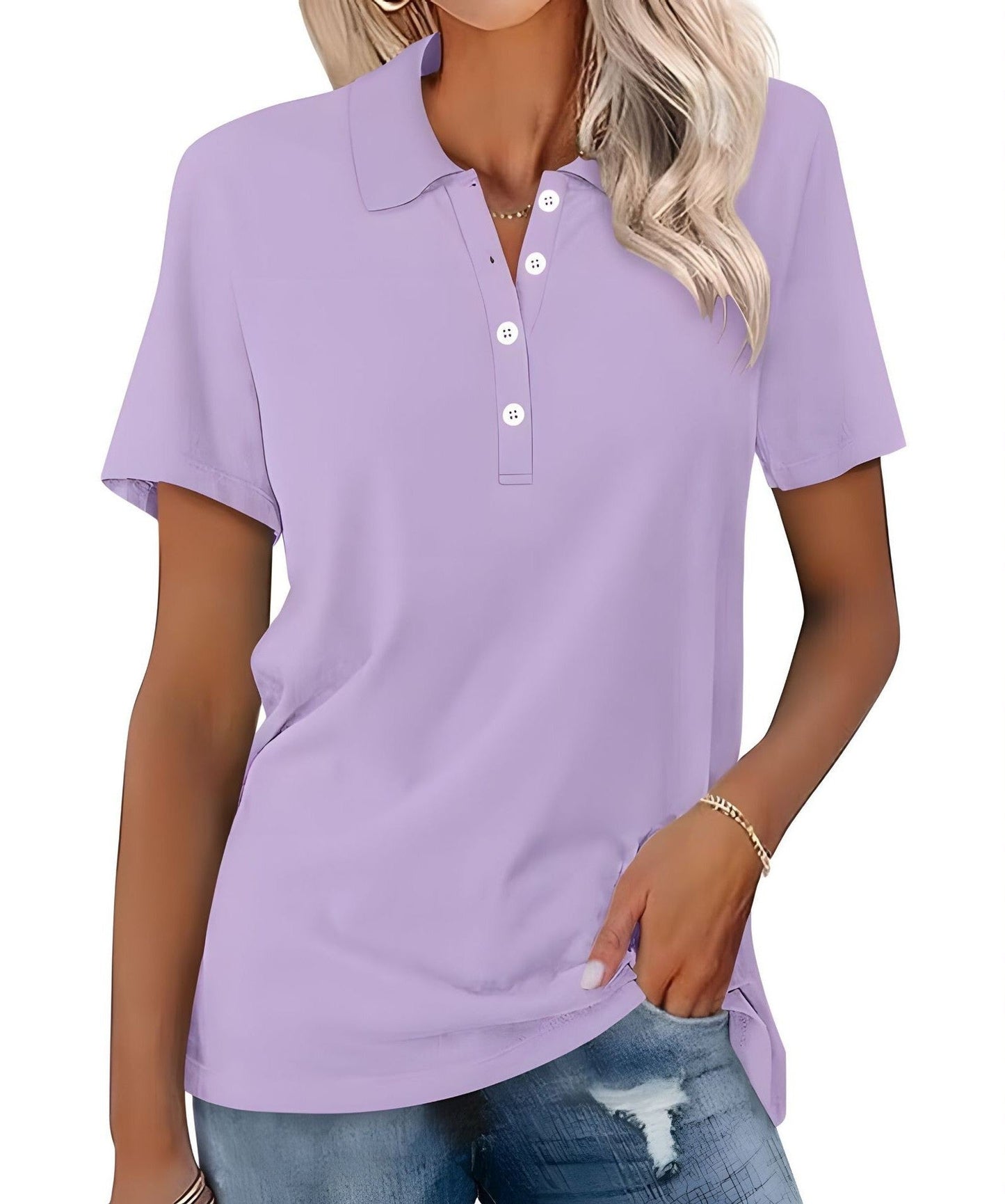 Katoenen Dames Polo Shirt met Ademende Stof – Comfortabele Casual Top voor Elke Dag