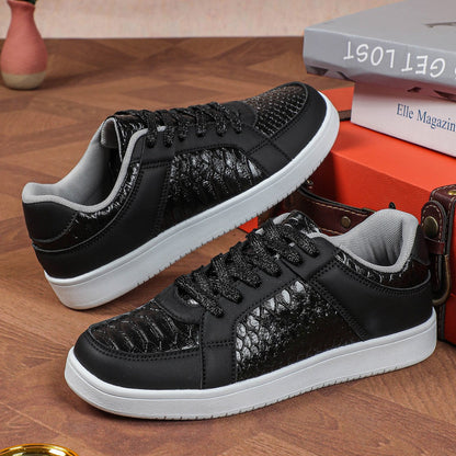 Soepele Leren Dames Sneakers met Structuuraccent – Stevige Zool voor Extra Support