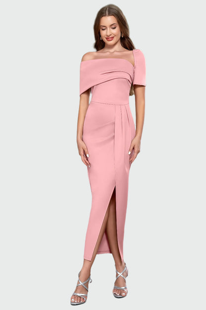 Sophie - Stijlvolle Midi-jurk met Eén Schouder