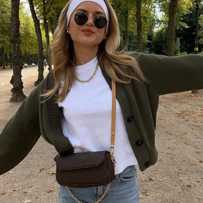 Ilani - Olijfgroen Gebreid V-Hals Vests