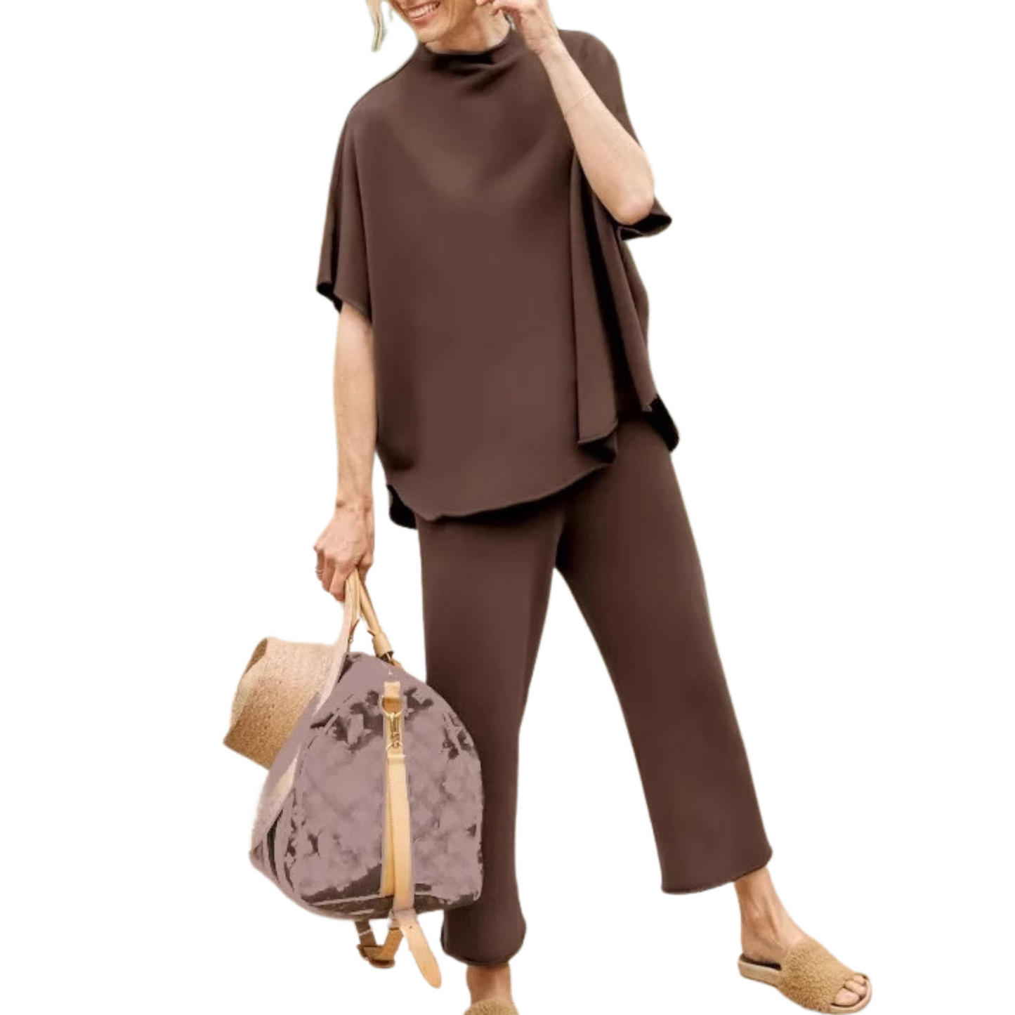 Fleece Loungewear Set voor Dames met Vleermuismouwen – Comfortabel Thuis Relaxen