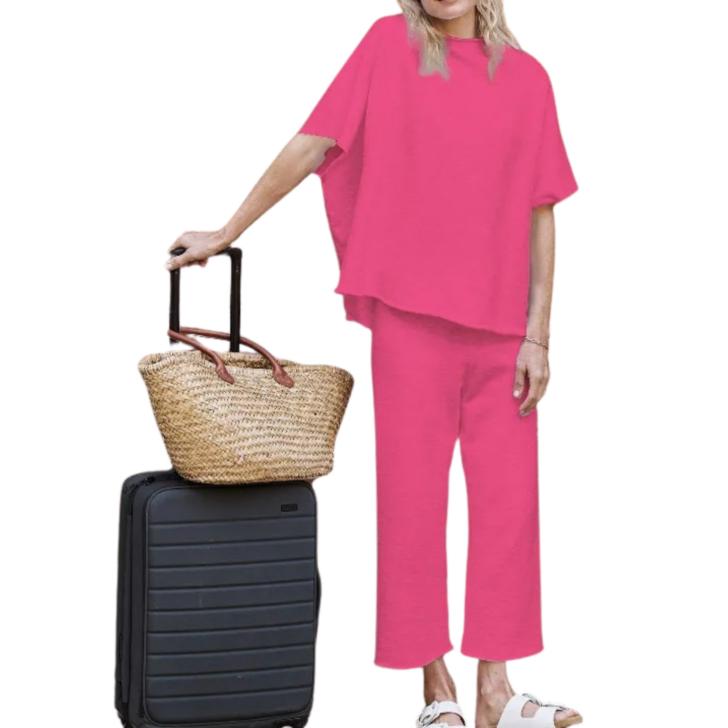 Fleece Loungewear Set voor Dames met Vleermuismouwen – Comfortabel Thuis Relaxen