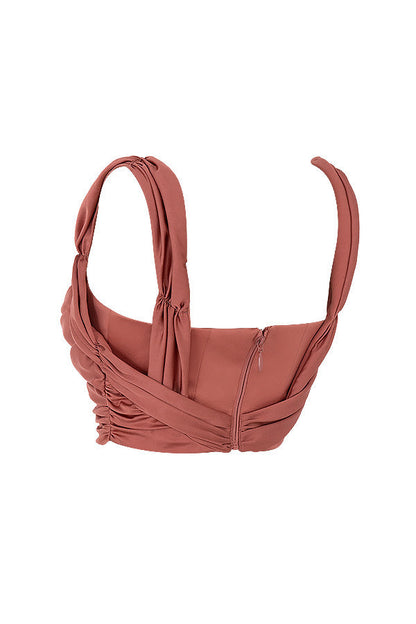 Havienna - Rose Satijnen Korset met Gedrapeerde Details