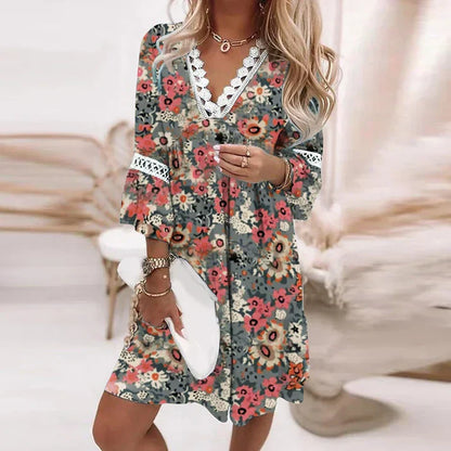 Isabeau - Boho Floral Mini Dress