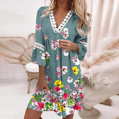 Isabeau - Boho Floral Mini Dress