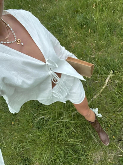 Giorgia - Stijlvolle Blouse met Vetersluiting en Lange Mouwen