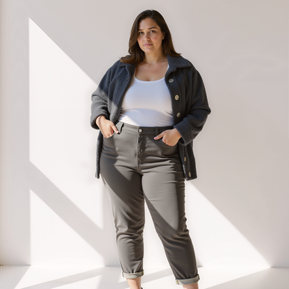 Dames Zachte Teddy Herfstjas – Beige, Knopen en Zakken, Ideaal voor Casual en Tussenseizoen