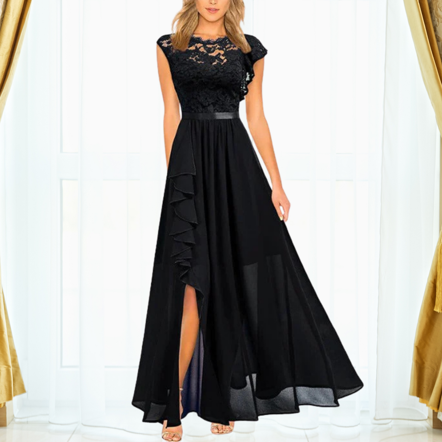 Lucienne - Elegant Lace Maxi Dress