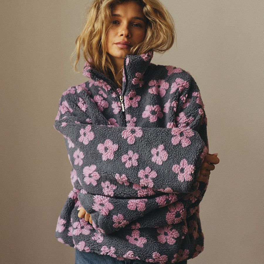 Dames Fleece Sweatshirt met Grote Zak – Zwart, Casual en Comfortabel voor Koude Dagen