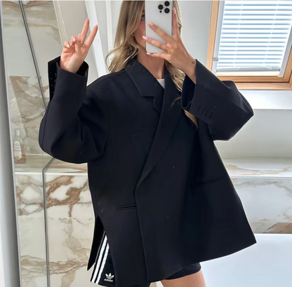 Dames Oversized Blazer – Losvallend Blazerjack voor Kantoor en Casual