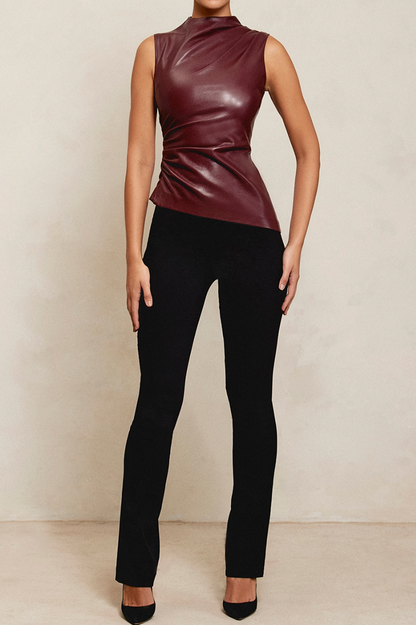 Iolana - Luxe Slim-fit Leren Top