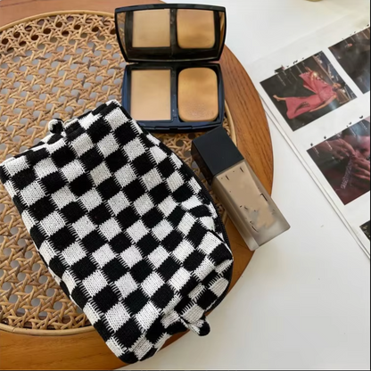 Amara - Stijlvolle Y2K Geruite Make-up Tas