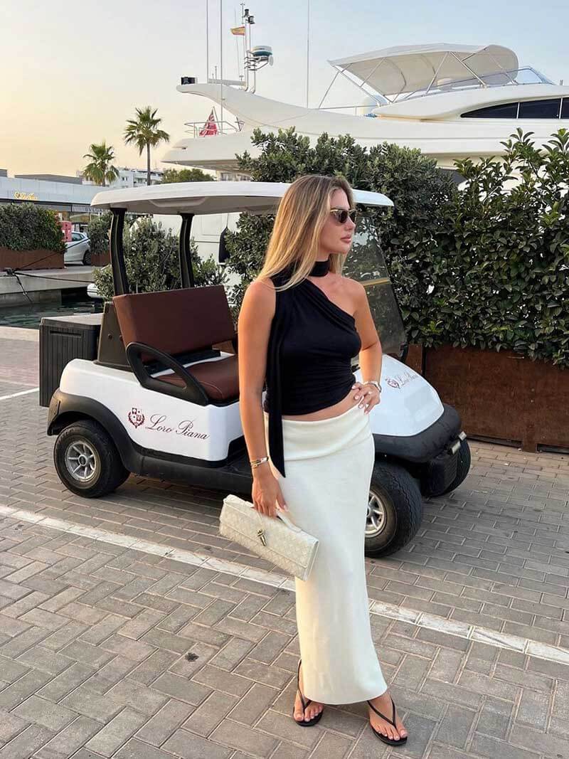 Luna - Luxe Geweven Handtas met Gouden Sluiting