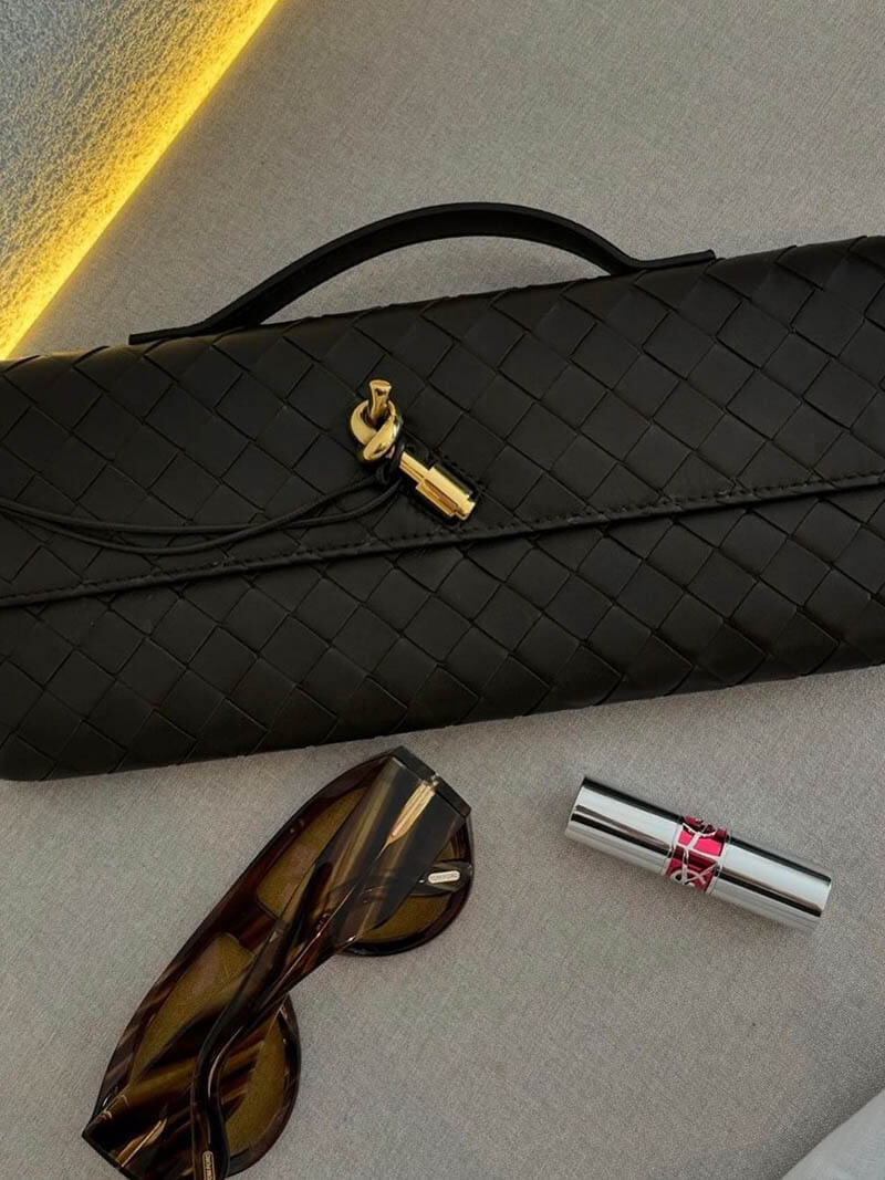 Luna - Luxe Geweven Handtas met Gouden Sluiting